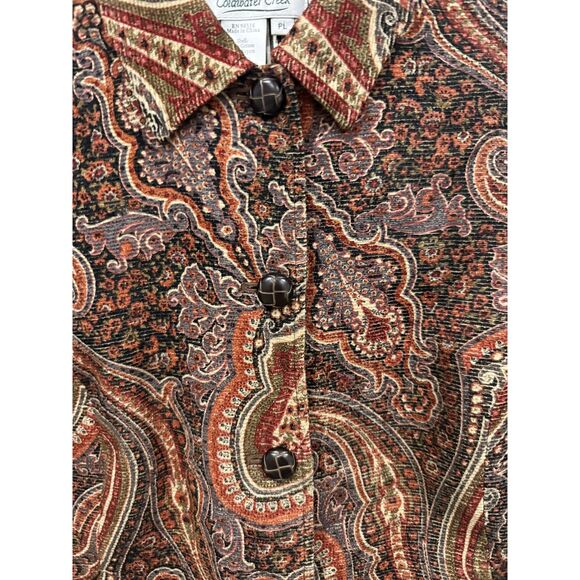 Coldwater Creek Jacket Womens Petite Large Paisley Tapestry Lined Button Front - Picture 3 of 11